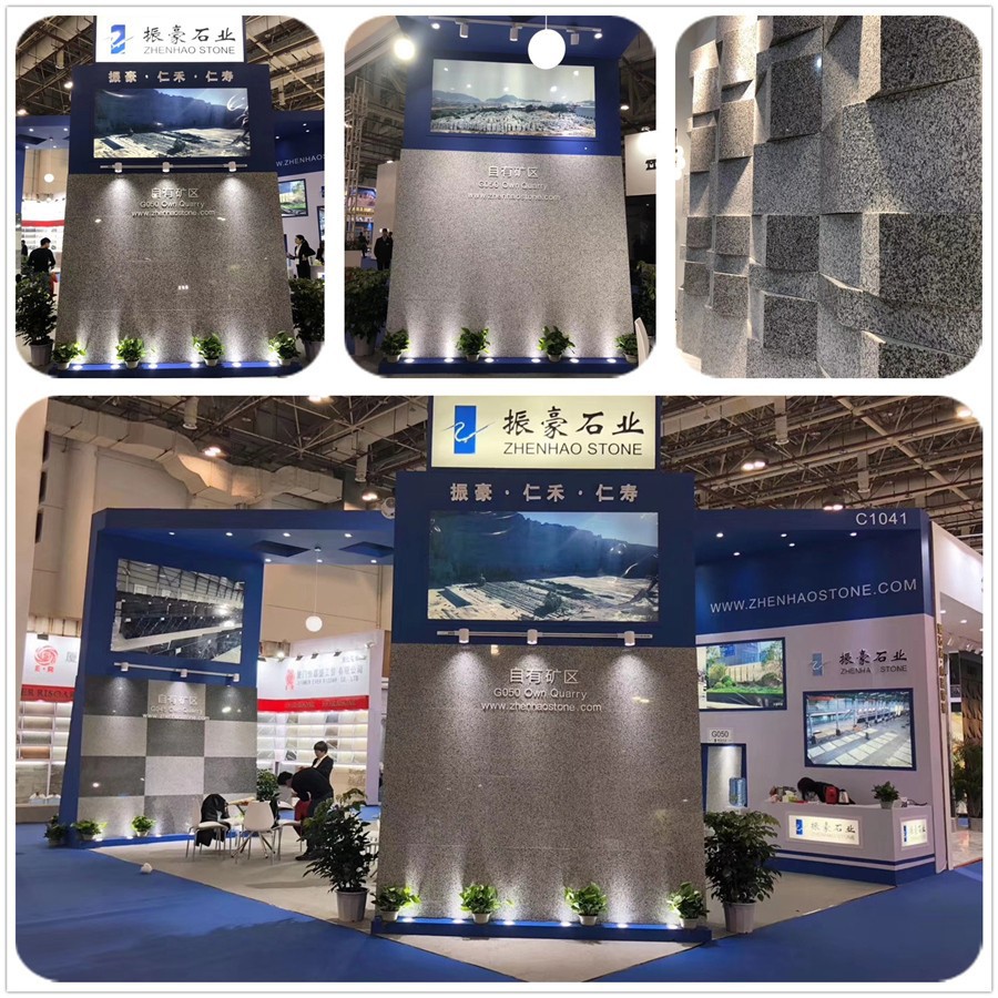 Light Grey Granite tiles exhibited at xiamen stone fair Light Grey Granite tiles exhibited at xiamen stone fair