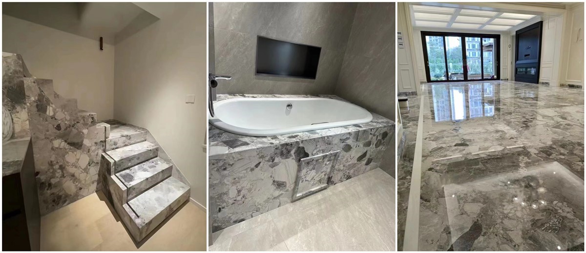 Panda grey marble for bathtub stairs and floor Panda grey marble for bathtub stairs and floor